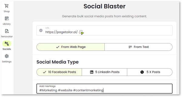 Page Tailor Social Blaster