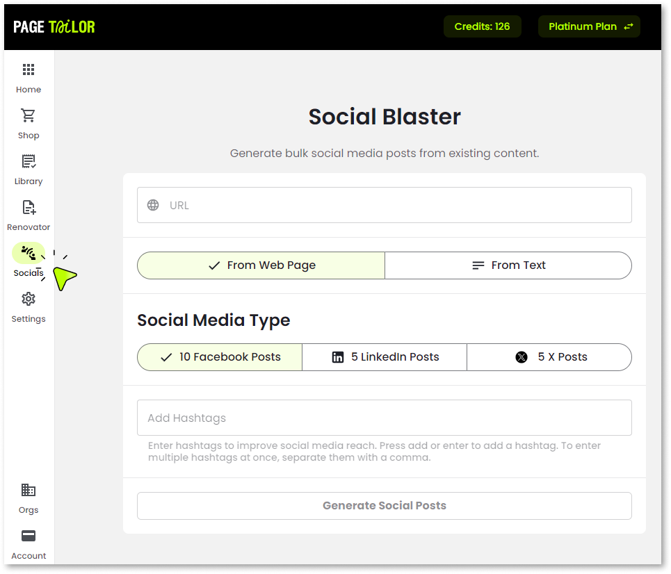 Social Blaster Page Tailor