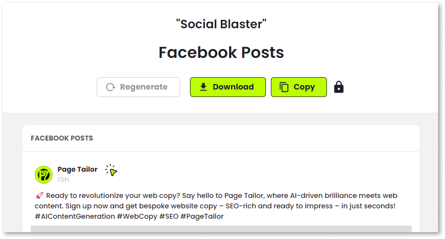 Page Tailor Social Blaster